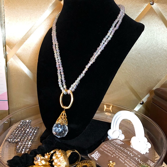 ❤️‍🔥 Vintage Crystal teardrop Necklace 🏵 - Picture 1 of 9